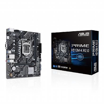 Placa Mãe Asus Prime H510M-K R2 (LGA 1200 - DDR4 3200 O.C) - Chipset Intel H470 - USB 3.2 - Slot M.2 - Micro ATX