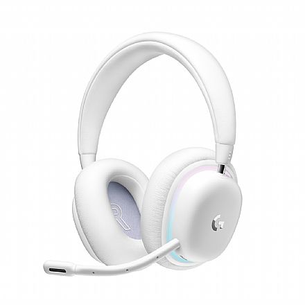 Headset Gamer Sem Fio Logitech G735 - Coleção Aurora - Drivers 40mm - USB LightSpeed ou Bluetooth - RGB - Branco - 981-001082