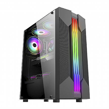 Gabinete Gamer K-Mex Bifrost 6 CG-01A9 - Lateral em Vidro Temperado - LED RGB - ATX - Preto