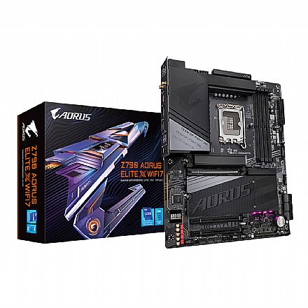 Placa Mãe Gigabyte Z790 AORUS ELITE X - (LGA 1700 - DDR5 8266 O.C) - Chipset Z790 - Wi-Fi 7 - 2.5GbE LAN - 4x Slot M.2 - ATX