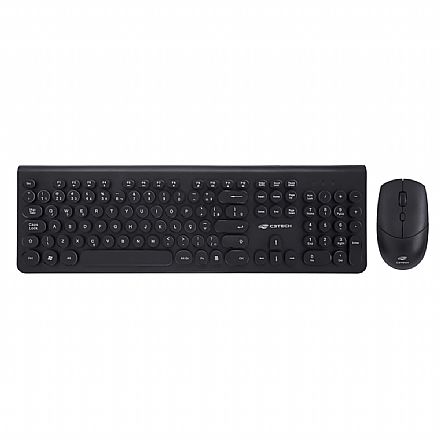 Kit Teclado e Mouse sem Fio C3Tech K-W80BK - ABNT2 - 1600dpi - Preto
