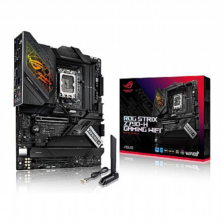 Placa Mãe Asus Rog Strix Z790-H Gaming WiFi (LGA 1700 - DDR5 7800 O.C) - Chipset Intel Z790 - RGB - Wi-Fi 6E - Slot M.2 - ATX