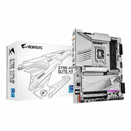 Placa Mãe Gigabyte Z790 AORUS ELITE X ICE - (LGA 1700 - DDR5 7600 O.C) Chipset Z790 - Wi-Fi 6E - 2.5GbE LAN - 4x Slot M.2 - ATX