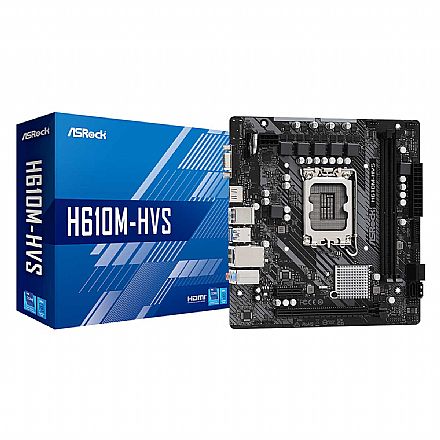 Placa Mãe ASRock H610M-HVS - (LGA1700 - DDR4 3200 OC) - Chipset Intel H610 - USB 3.2 - Micro ATX