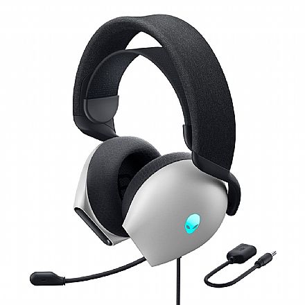 Headset Gamer Dell Alienware AW520H-W - Dolby Atmos - Cancelamento Ativo de Ruído - RGB - Conector USB e P3 - Branco - Outlet - Garantia 90 dias