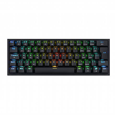 Teclado Mecânico Gamer sem fio Redragon Fizz Pro - ABNT2 - Bluetooth ou 2.4GHz - RGB - Switch Marrom - K616-RGB-B