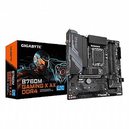 Placa Mãe Gigabyte B760M GAMING X AX - (LGA 1700 - DDR4 5333 O.C) Chipset B760 - Wi-Fi 6E - 2.5GbE LAN - 2x Slot M.2 - Micro ATX