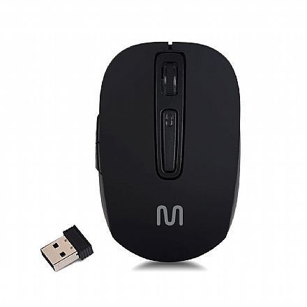 Mouse sem Fio Multilaser MO277 - Bateria de Litio Recarregável - 2.4GHz - 1600dpi - 6 Botões - Preto