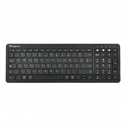 Teclado sem Fio Targus AKB863 Antimicrobiano - Bluetooth ou Receptor USB - ABNT2 - Preto