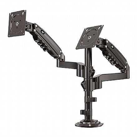 Suporte para 2 Monitores / TV até 35" - Articulado de Mesa com pistão a Gás - Rotação, Inclinação e Giro - Preto - PIX PX-H160
