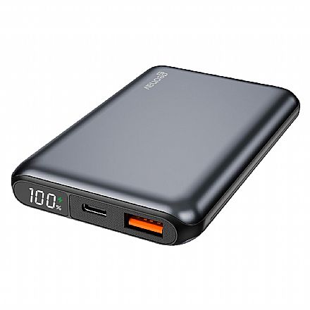 Power Bank Carregador Portátil Universal Geonav PB10K20WSG - Com Display - 10000 mAh - Carregamento Rápido - USB-C e USB - Cinza Espacial