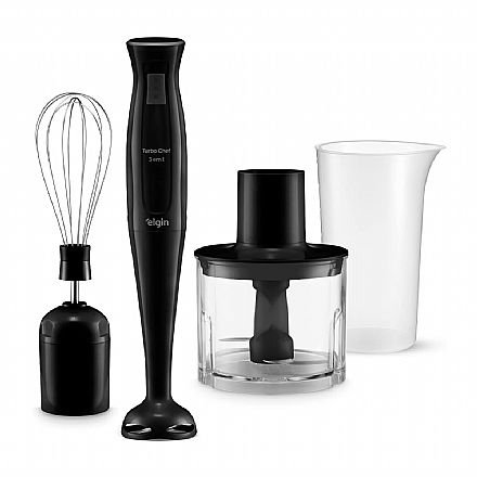Mixer de Alimentos Turbo Chef 3 em 1 Elgin - 127V - 200W - Mixer, Processador e Fouet - Copo 700ml - Preto - 42MIX2001000
