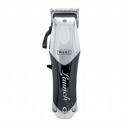 Máquina Corte de Cabelo e Barba WAHL Launch Clipper Profissional - Com ou sem fio - 6 Pentes Graduadores - Bivolt - Prata e preto - 2240L-100