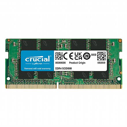 Memória SODIMM 8GB DDR4 3200MHz Crucial - para Notebook - CL22 - CB8GS3200