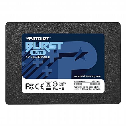 SSD 480GB Patriot Burst Elite - SATA - Leitura 450MB/s - Gravação 320MB/s - PBE480GS25SSDR