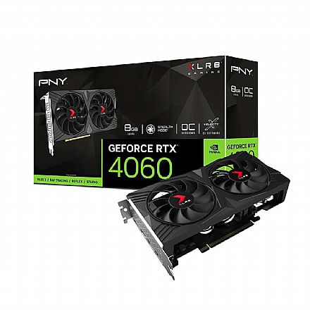 Placa de Vídeo GeForce RTX 4060 8GB GDDR6 128bits - PNY XLR8 Gaming Verto OC Dual Fan - VCG40608DFXPB1-O