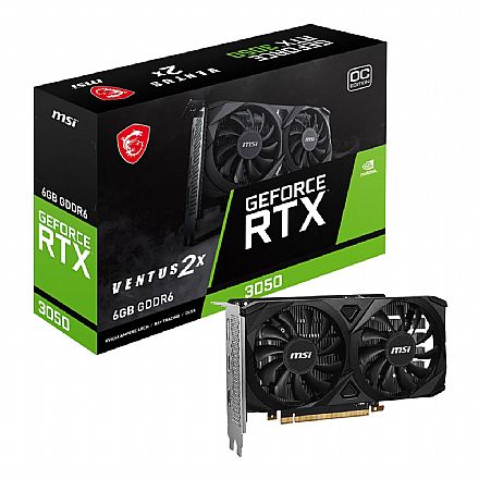 Placa de Vídeo GeForce RTX 3050 6GB GDDR6 96bits - MSI Ventus 2X OC - 912-V812-016