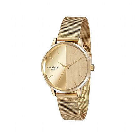 Relógio Feminino Mondaine Malha de Aço Espelhado Dourado - 32117LPMVDE1