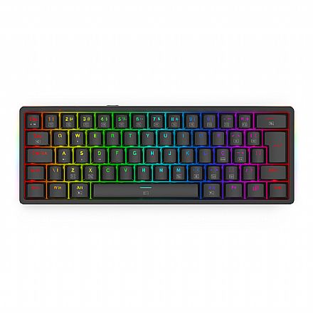 Teclado Mecânico Gamer Redragon Akali - ABNT2 - Iluminação RGB - Switch Marrom - Preto - K642-RGB
