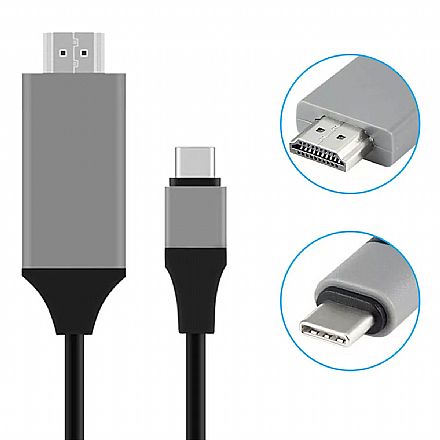 Cabo Conversor USB-C para HDMI - 2 Metros - 4K - Shinka CB-TPC-HD-2M