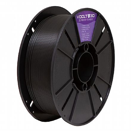 Filamento Para Impressora 3D - ABS Preto - 1Kg - 1,75mm - Voolt3D