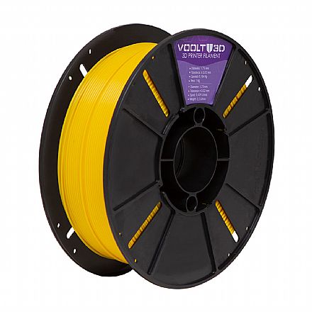 Filamento Para Impressora 3D - ABS Amarelo - 1Kg - 1,75mm - Voolt3D