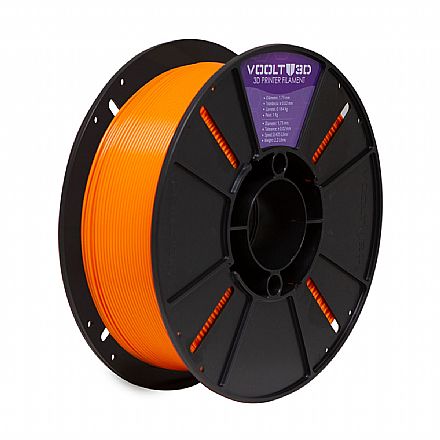 Filamento Para Impressora 3D - ABS Laranja - 1Kg - 1,75mm - Voolt3D