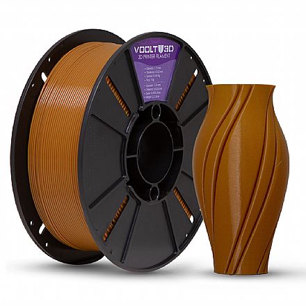 Filamento Para Impressora 3D - PLA Marrom Caramelo - 1Kg - 1,75mm - Voolt3D