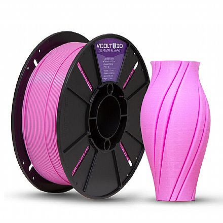 Filamento Para Impressora 3D - PLA Rosa - 1Kg - 1,75mm - Voolt3D