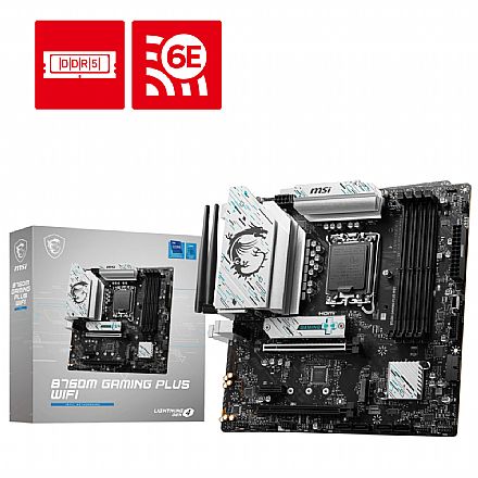 Placa Mãe MSI B760M Gaming Plus WiFi - (LGA 1700 - DDR5) - Chipset Intel B760 - USB 3.2 - Slot M.2 - Wi-Fi e Bluetooth - Micro ATX