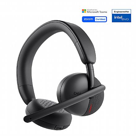 Headset sem Fio Dell WL3024 - Bluetooth ou USB - Microfone - Cancelamento de Ruído Ativo - Preto