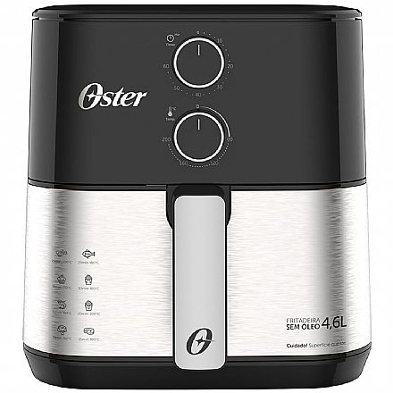 Fritadeira Airfryer Oster Inox Compact - 127V - 4,6 Litros - 1500W - Preta - OFRT520-110V