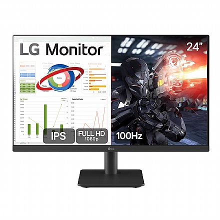 Monitor Gamer 24" LG 24MS500-B - Full HD IPS - 100Hz - Suporte VESA - Ajuste de Inclinação - HDMI