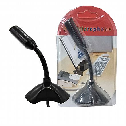 Microfone de Mesa M-306 - USB - Tripé Ajustável - Preto