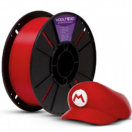 Filamento Para Impressora 3D - PLA Vermelho - 1Kg - 1,75mm - Voolt3D