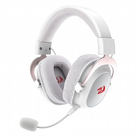 Headset Gamer Redragon Zeus Pro Sakura Edition H510W-PRO - 7.1 Sorround - Driver 53mm - Microfone Destacável - Branco - USB