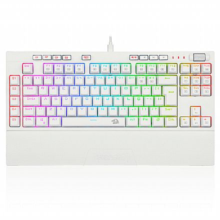 Teclado Mecânico Gamer Redragon Broadsword Pro - ABNT2 - Switch Blue Óptico - Iluminação RGB - Branco - K588W-RGB-PRO PT-BLUE