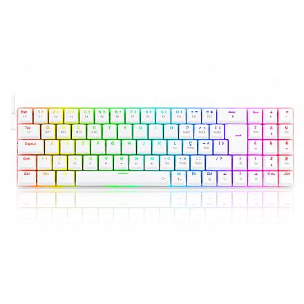 Teclado Mecânico Gamer Redragon Ashe - ABNT2 - RGB Chroma - Switch Blue - Branco - K626-KB-W