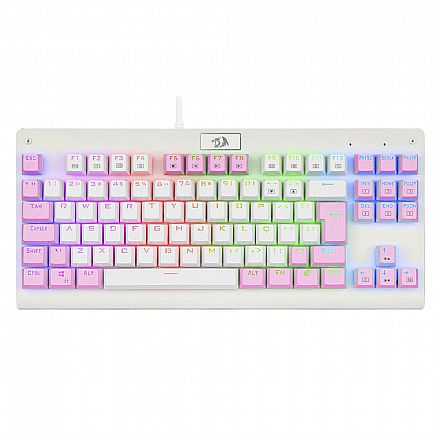 Teclado Mecânico Gamer Redragon Dark Avenger - TKL - RGB - Switch Blue - ABNT2 - Branco e Rosa - K568WP-RGB PT-BLUE