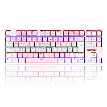 Teclado Mecânico Gamer Redragon Daska Bubblegum - ABNT2 - Rainbow - Switch Brown - Rosa e Branco - K576PW-R PT-BROWN
