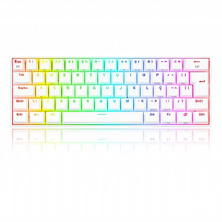 Teclado Mecânico Gamer Redragon Draconic Pro - RGB - Switch Brown - ABNT2 - Branco - K530W-RGB-PRO PT-Brown