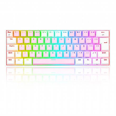 Teclado Mecânico Gamer Redragon Draconic Pro - RGB - Switch Brown - ABNT2 - Rosa e Branco - K530PW-RGB-PRO PT-Brown