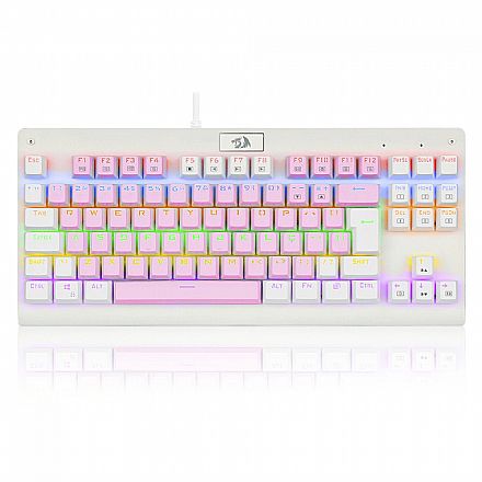Teclado Mecânico Gamer Redragon Dark Avenger - TKL - Rainbow - Switch Brown - ABNT2 - Rosa e Branco - K568PW-R PT-Brown