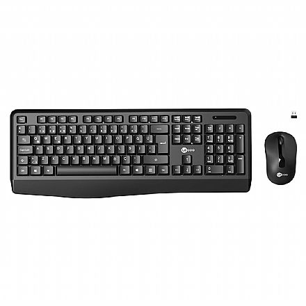 Kit Teclado e Mouse sem Fio Lecoo KW211 - ABNT2 - Ergonômico - 1600dpi - Ambidestro - Preto
