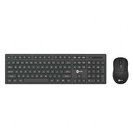 Kit Teclado e Mouse sem Fio Lecco Wireless KW201 - ABNT2 - Teclas Baixas - 2400dpi - Ambidestro - Preto
