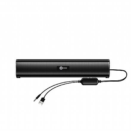 Soundbar Lecoo 2.0 DS107 - Portátil - 6W - Design compacto - Conector P2 e Energia USB - Preto
