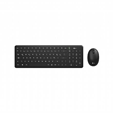 Kit Teclado e Mouse sem Fio Lecoo Wireless KW204 - ABNT2 - Compacto - 2.4GHz Nano USB - 1200dpi - Preto