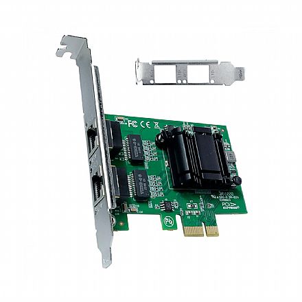 Placa de Rede PCI Express Vinik PRV2P1000E - Dual Port 10/100/1000Mbps - Low Profile