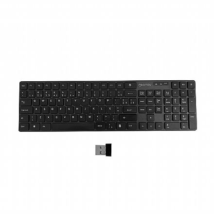 Teclado sem Fio Geonav OFTCW01 - ABNT2 - Receptor USB 2.4GHz - Preto