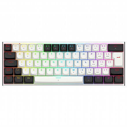 Teclado Magnético Gamer Redragon Fidd - ABNT2 - RGB - Switch Magnético Pink - Compacto 60% - Preto e Branco - K683BW-RGB